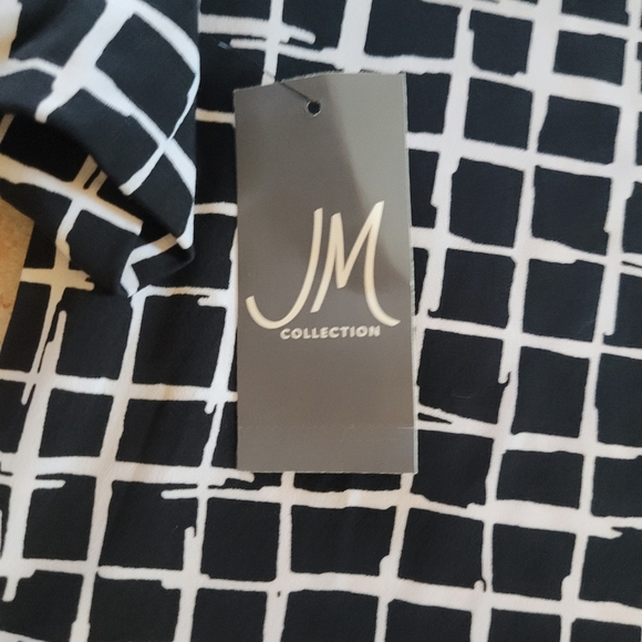 JM Winded Grid Stretch Black and White Dress Medium, Light Weight NWT - Picture 5 of 9